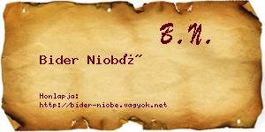 Bider Niobé névjegykártya